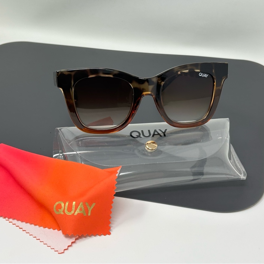 QUAY After Hours Sunglasses Black Tortoise Combo Frame Grey Gradient Fade Lenses